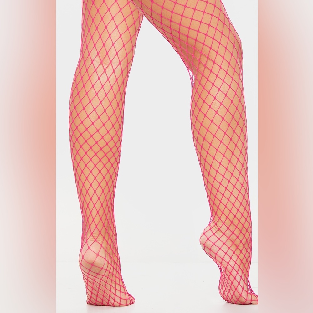 SHEIN Pink Fishnet Tights
